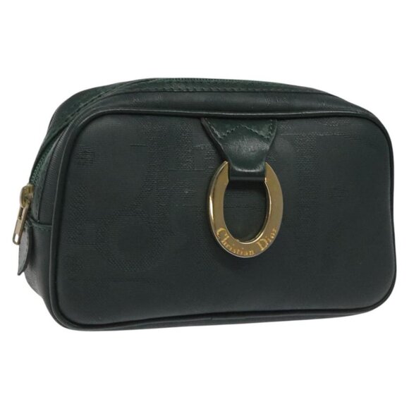 Christian Dior Trotter Canvas Pouch PVC Green Auth ac3613 - Picture 1 of 12